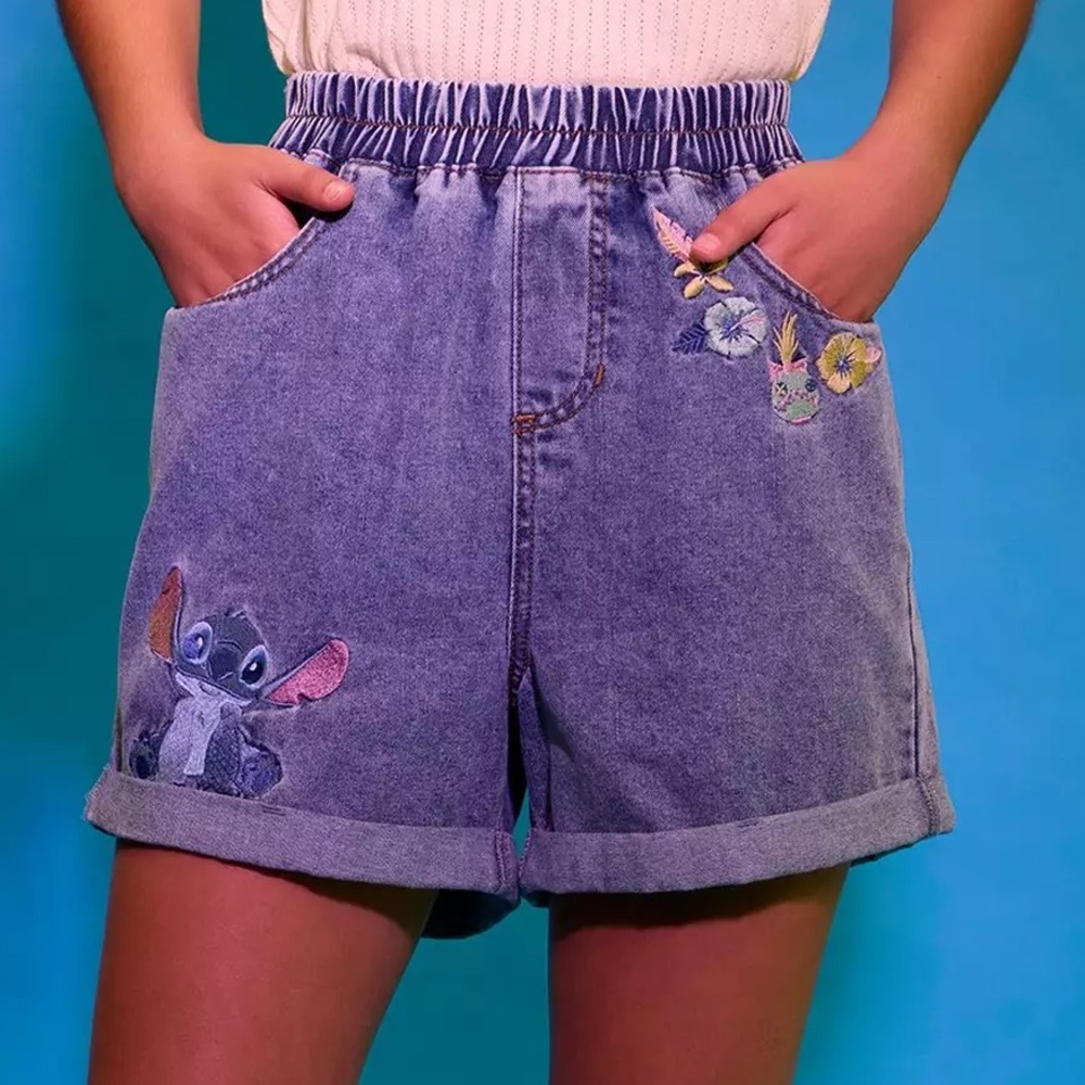 Disney Lilo & Stitch Scrump & Stitch‎ Elasticated Denim Shorts Hot Topic